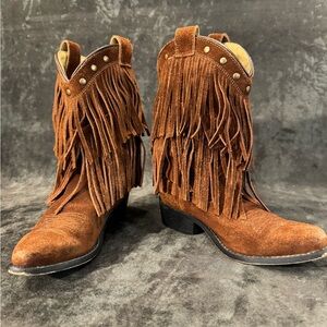 Shyanne Youth Girl Brown Double Fringe Suede Rodeo Western
Cowboy Boots Size 13D